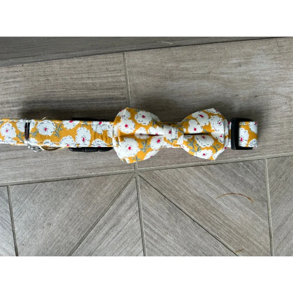 Floral Bow Tie Cat Collar‎ with Bell Adjustable Cute Kitten Safety Buckle